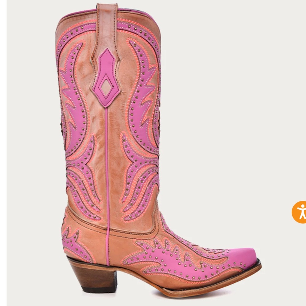 Pink and Tan Western Cowboy Boots